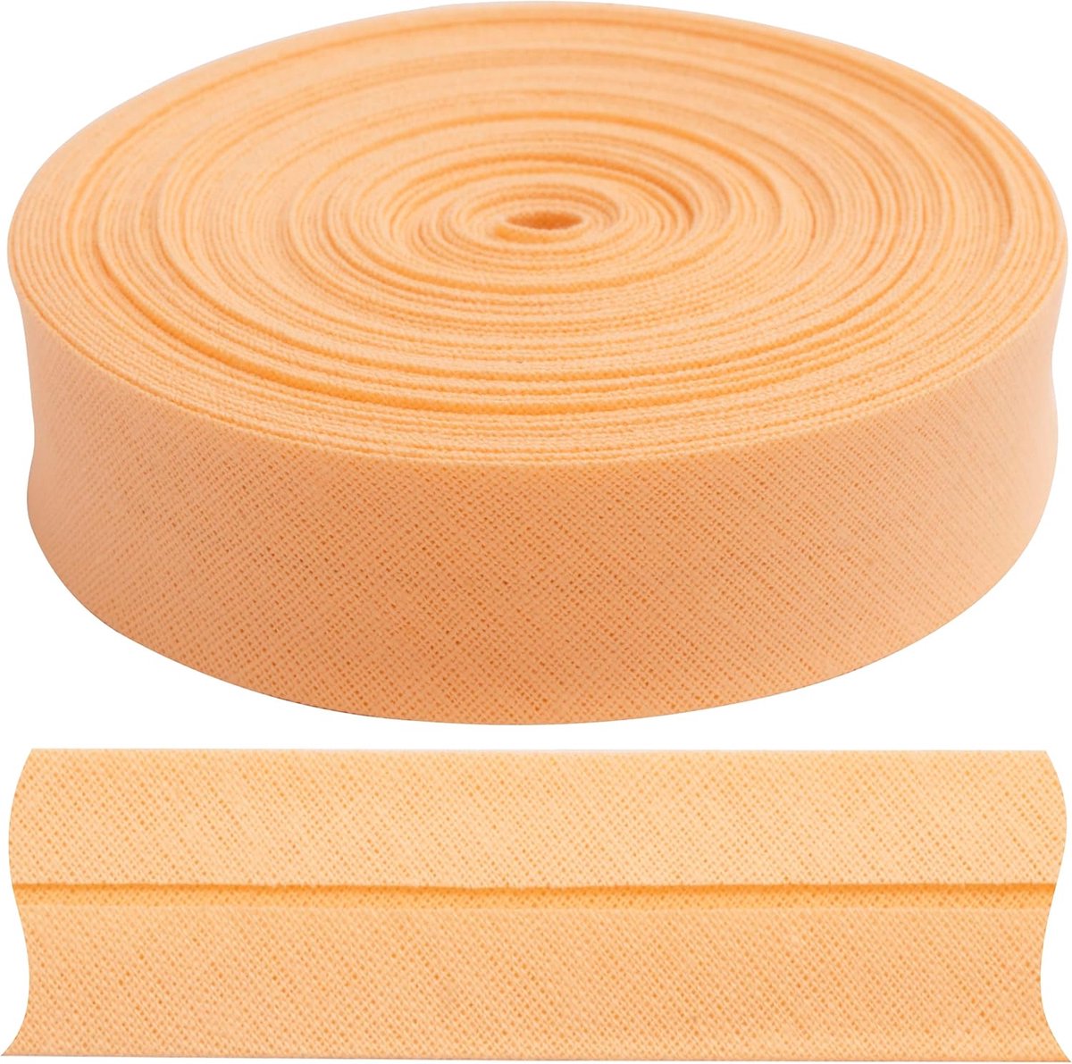 - C77378 - biasband, gevouwen, 9 meter x 18 mm - van katoen - perzikkleur - bekleding gallon kleding kussen dekbedden