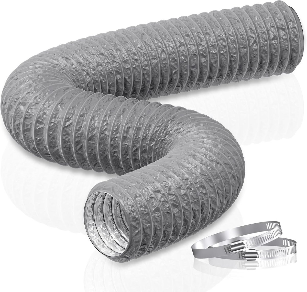 Power Afvoerslang 125mm Lengte 5m Flexibele PVC-aluminium Buis Ventilatieslang Geluidsgeïsoleerde Warmte-isolatie Aluminium Flexibele Slang Afvoerbuis voor Afvoerluchtventiel