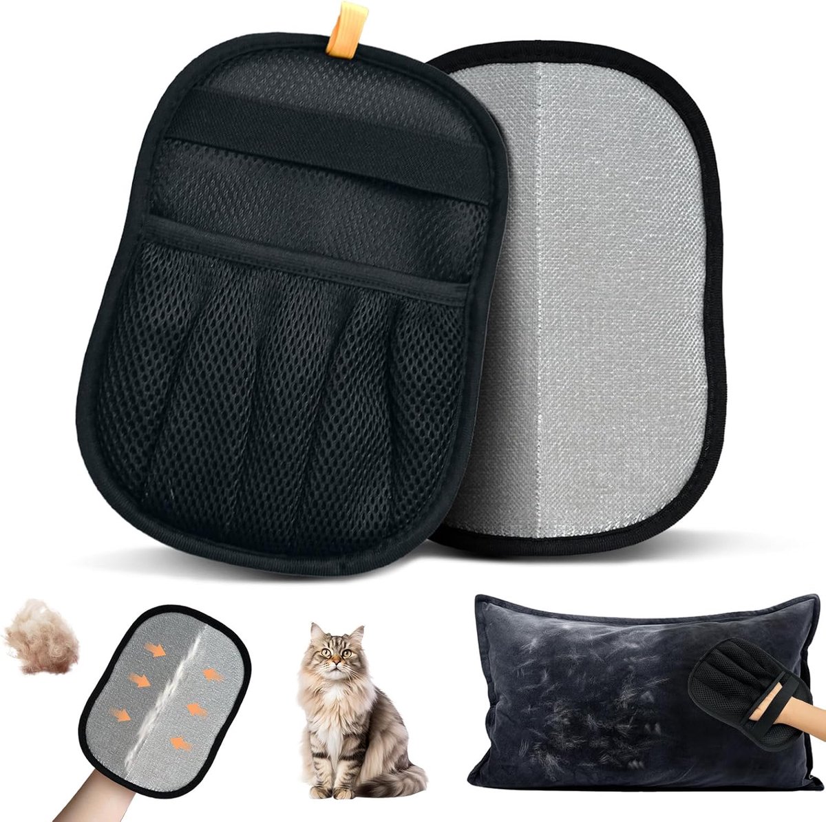 Ontharingshandschoen voor dierenharen, 2 stuks, bont-magneethandschoen voor katten | Antistatische handschoenen voor het verwijderen van dierenharen, kleding, banken, meubels, tapijten en autostoelen