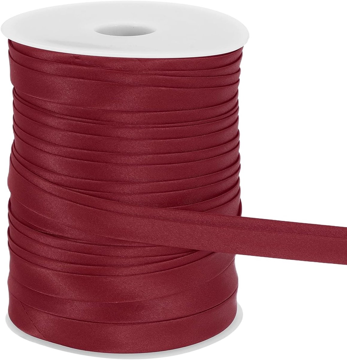 Double Fold Bias Tape voor Naaien 3/5 Inch x 55 Yards Satijn Voorgevouwen Doorlopende Band voor Zoom Naaien Vullen DIY Ambachten, Donkerrood