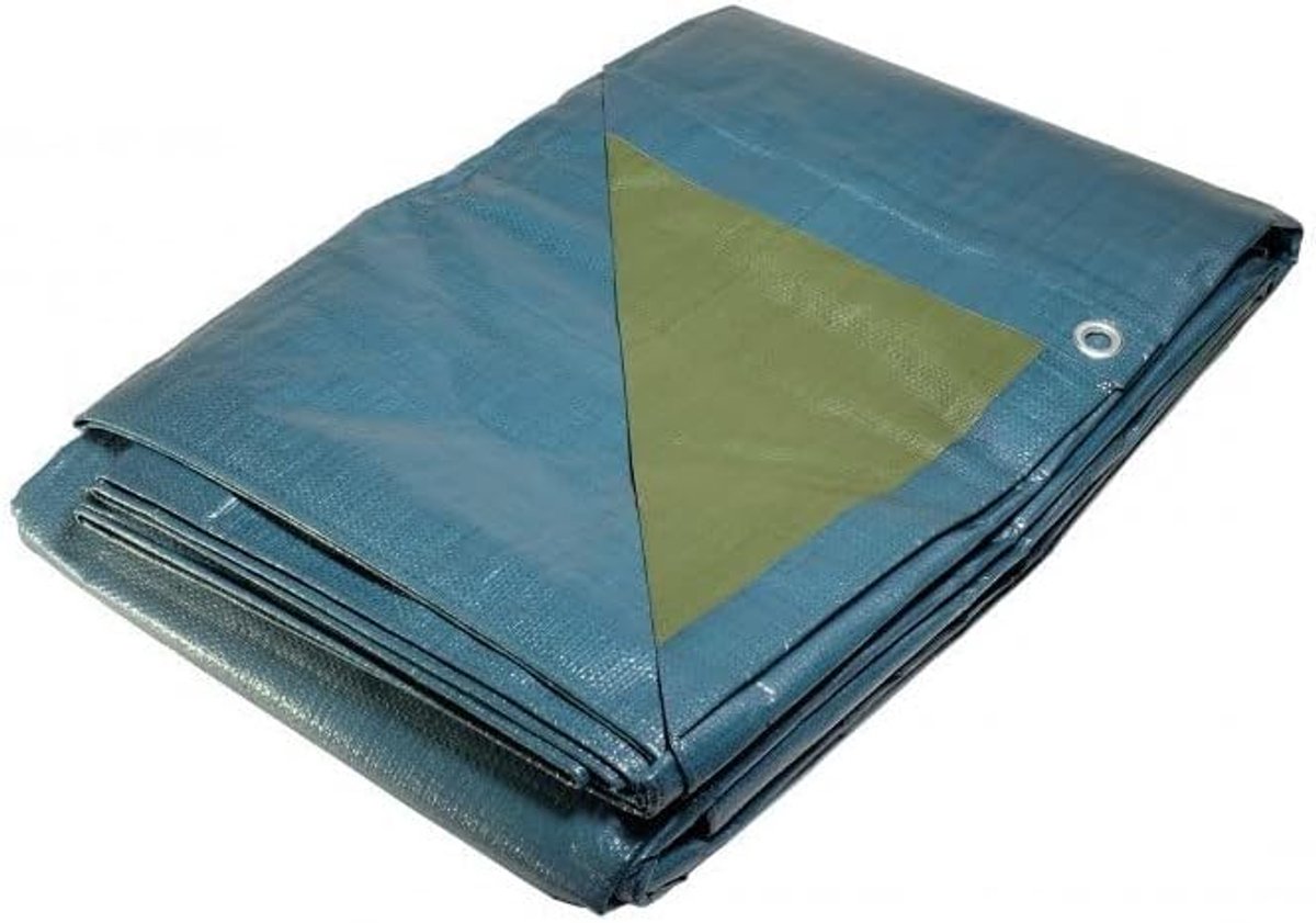 10x15 m - Bestand - Waterdicht - Anti-UV - Blauw en groen - Oogjes