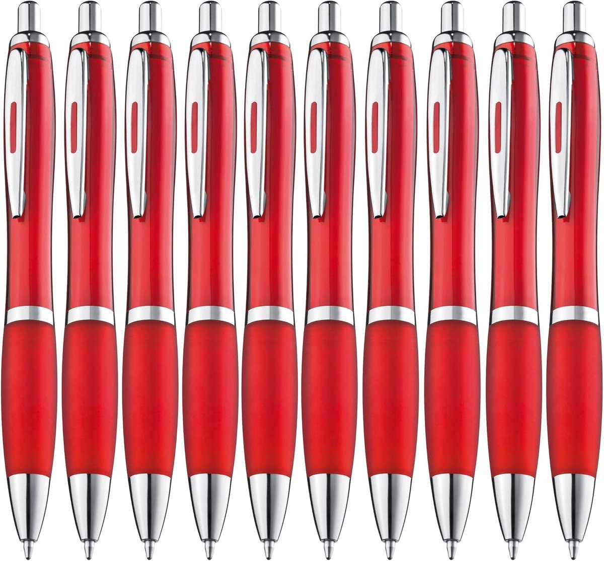 Balpen, 10 stuks, premium set, antislip pen voor eenvoudig en zacht schrijven, blauwschrijvende balpen, rood