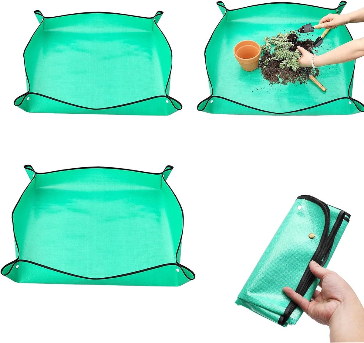 2 stuks plantenmat, plantenompotmat, waterdichte plantenmat, opvouwbare vetplanten, kweekmat, plantenonderlegger, plantentafel, plantenaccessoires binnen, 50 x 50 cm, 75 x 75 cm