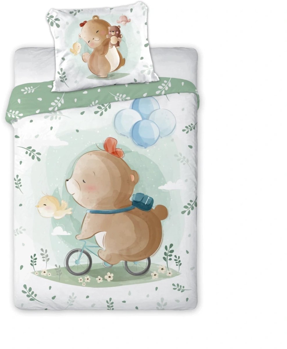Cuddles Cuddles - Baby/Peuter dekbedovertrek Beertje Fiets 100x135/40x60cm katoen