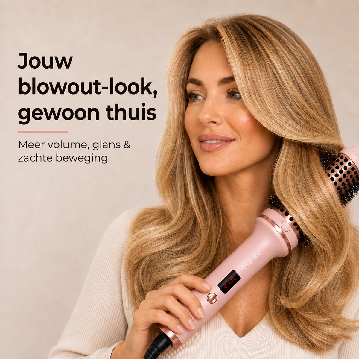 CASSICO® Thermal Brush - Keramische Warmteborstel - Krulborstel Hitte Borstel in 1 - Krultang - Fohnborstel en Airstyler Alternatief - Roze - Incl. Accessoires — cadeau in Verzorging - foto 2