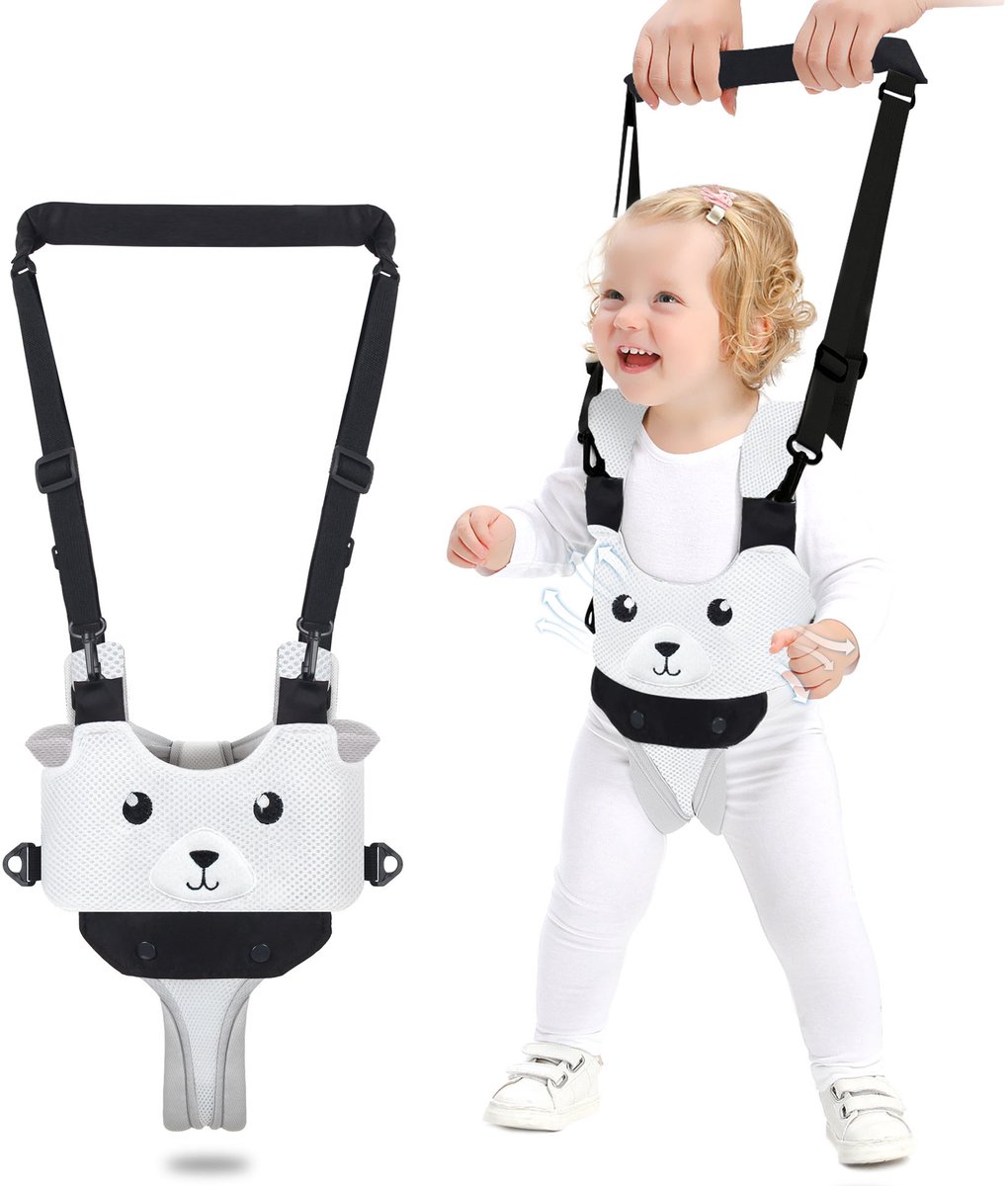 Baby Loophulp - Baby Walker Assistant - Baby Looptrainer - Leren Lopen - Baby Walker - Leren Lopen Assistent - Veilig Loopwagen Tuigje - Baby Assistent - Loopstoel Babywalker - Voor Peuters 9-24 Maanden - Verstelbaar - Zwart/Wit