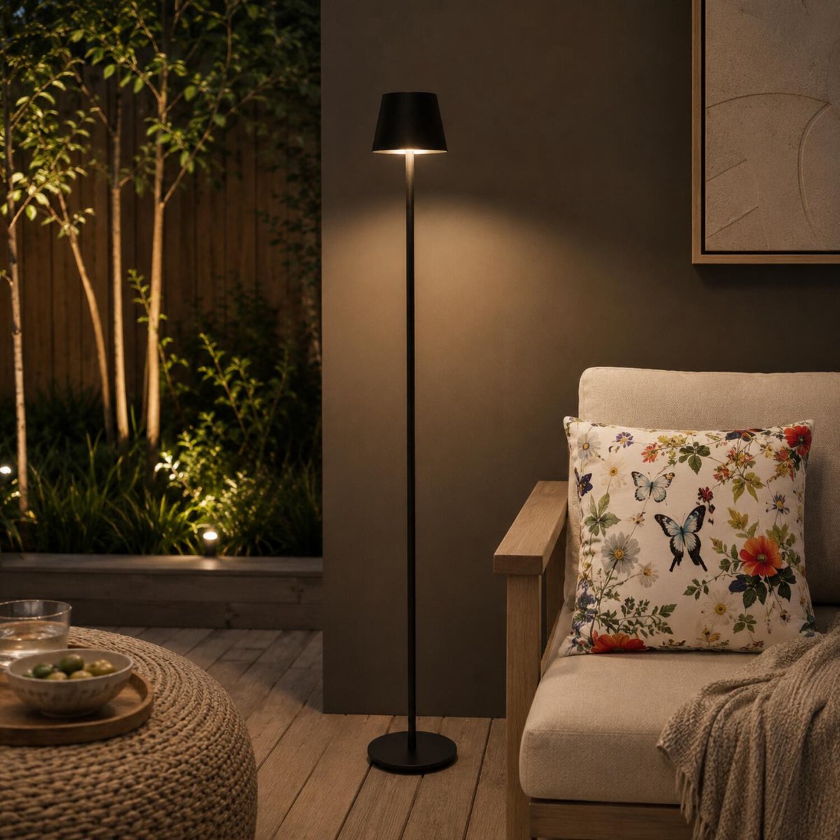 Anna Collection Portable lamp staand Ambiance - zwart - 120 cm - aanraaksensor - draadloos/oplaadbaar met USB - binnen/buiten