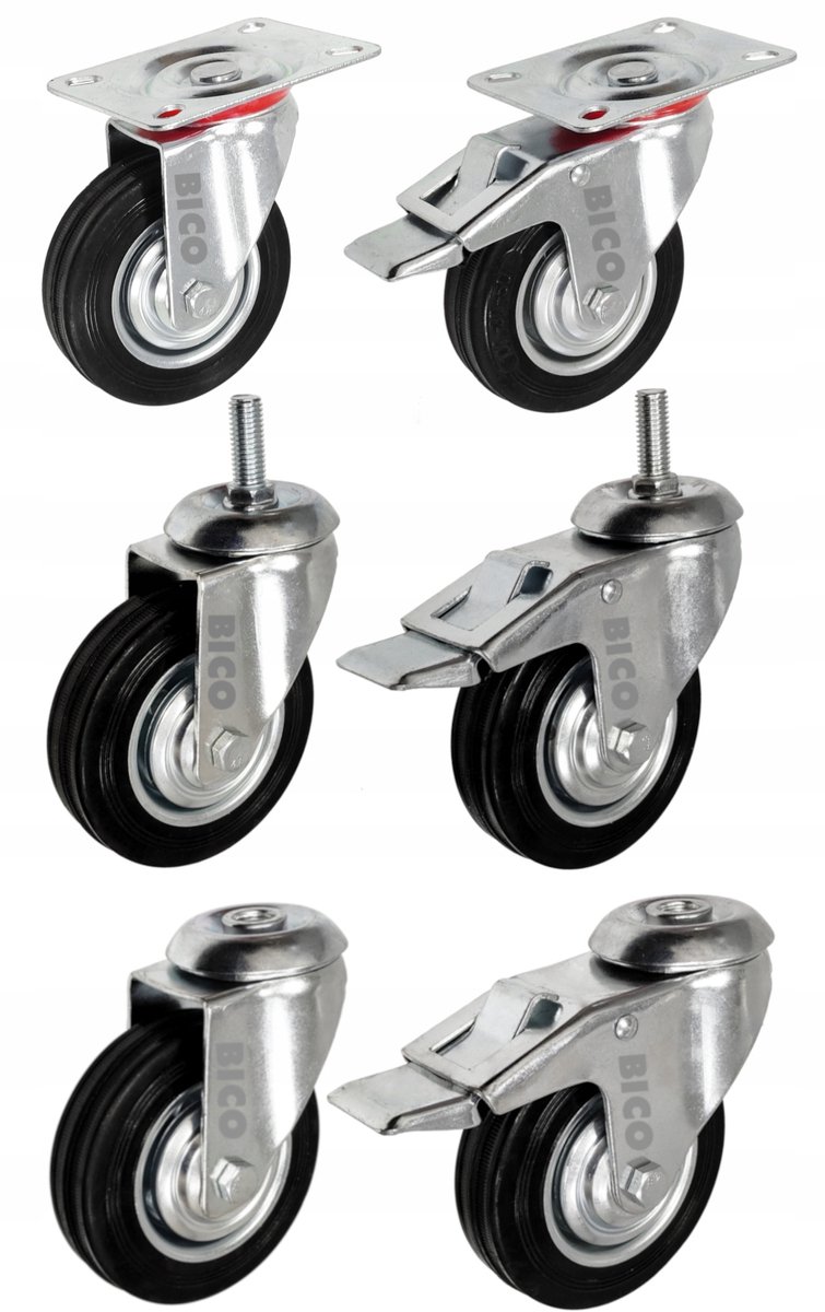 Zwenkwiel Metaal-Rubber 100mm M12 Draad tot 80kg