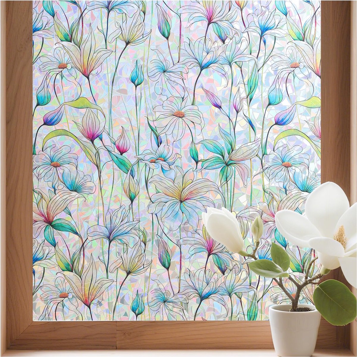 Raamfolie met regenboogeffect - Decoratieve privacyfolie - Privacy en decoratie - Zonder lijm statisch hechtend - 44.5x200 cm - Magnolia Alba