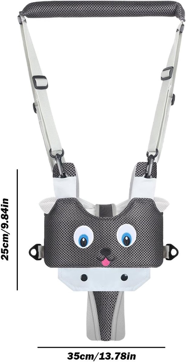 Baby Loophulp - Baby Walker Assistant - Baby Looptrainer - Leren Lopen - Baby Walker - Leren Lopen Assistent - Veilig Loopwagen Tuigje - Baby Assistent - Loopstoel Babywalker - Voor Peuters 9-24 Maanden - Verstelbaar - Grijs — afbeelding 5