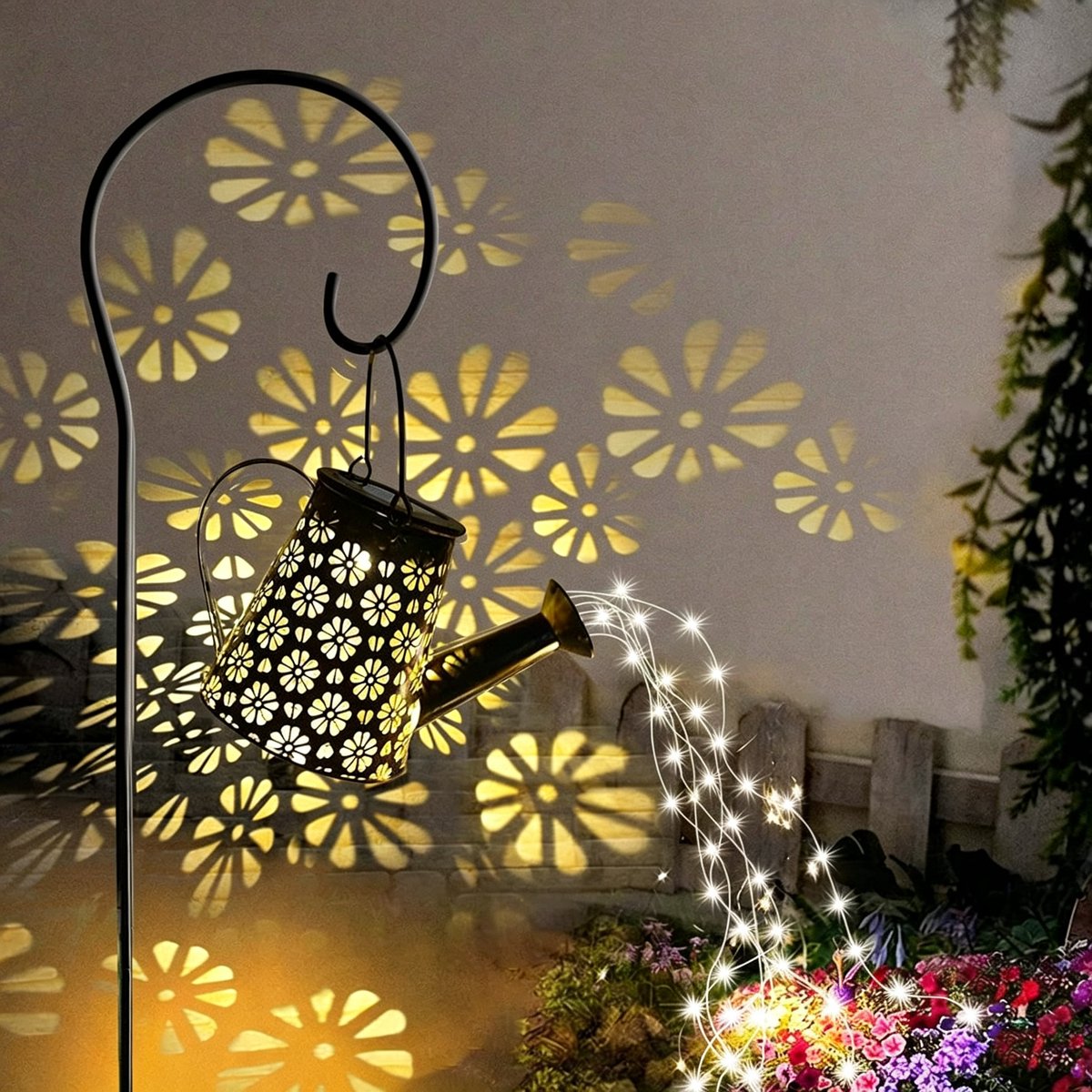 Solar Gieterlampen - Led-Lichtslinger Op Zonne-Energie - Waterdichte Feeënwatervalverlichting - Retro Metalen Hanglantaarn