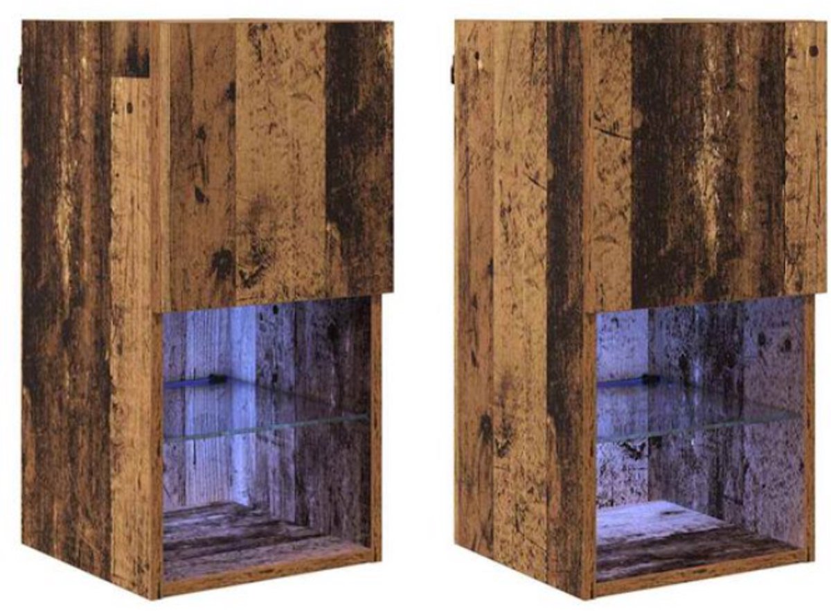 Wandgemonteerde TV-kasten 2 st Oudhout Bewerkt hout
