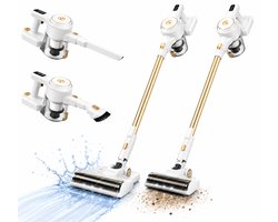 AG4400+ Steelstofzuiger Draadloos met Dweilfunctie – 2 in 1 Steelstofzuiger & Kruimeldief – Krachtige Draadloze Stofzuiger – Sterke Zuigkracht – Geschikt voor Dierenharen – Lichtgewicht & Stil – Handstofzuiger – White Gold Edition –