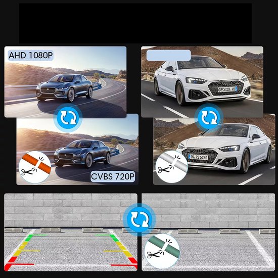360° Draaibare Achteruitrijcamera Voor Auto's 1080p - 170° Groothoek IP69 Nachtzicht - Ondersteunt Voor- En Achterzicht, Hulplijnen — afbeelding 5