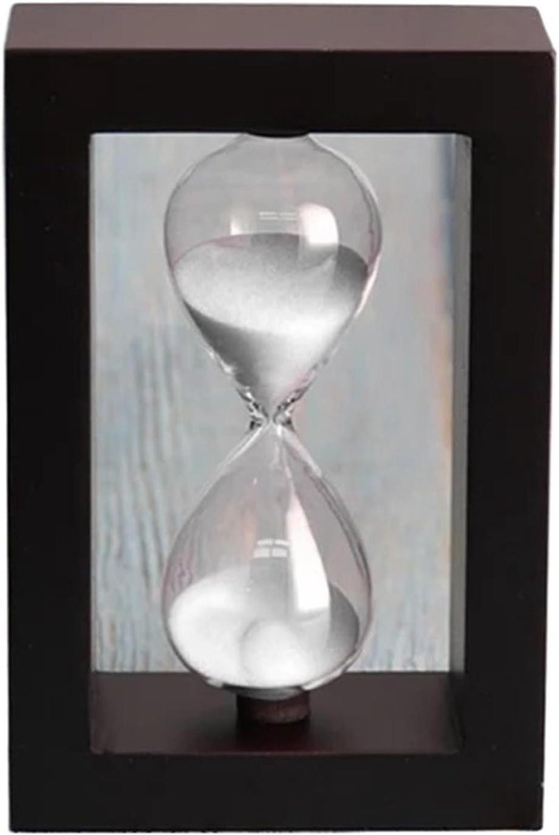 Zandloper Timer - Zandklok Keuken - Koken en Spelen - Houten Frame - 10 cm Hoog - Wit