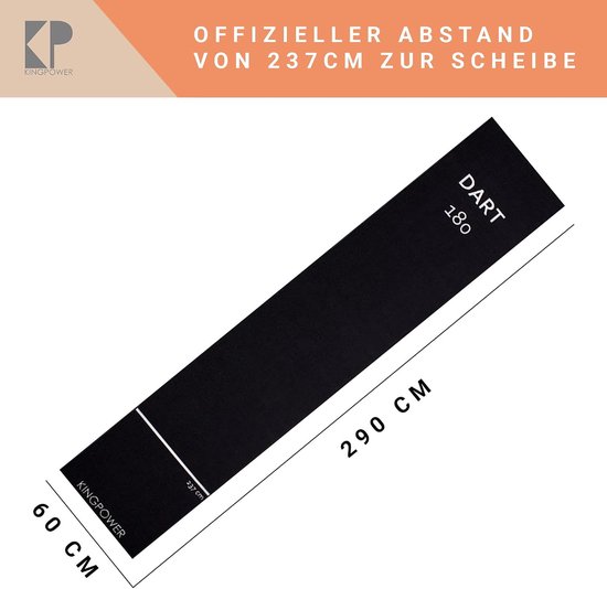 Dartmat darttapijt toernooimat dartmat darts 290 x 60 cm Zwart Kingpower van Kingpower — afbeelding 5
