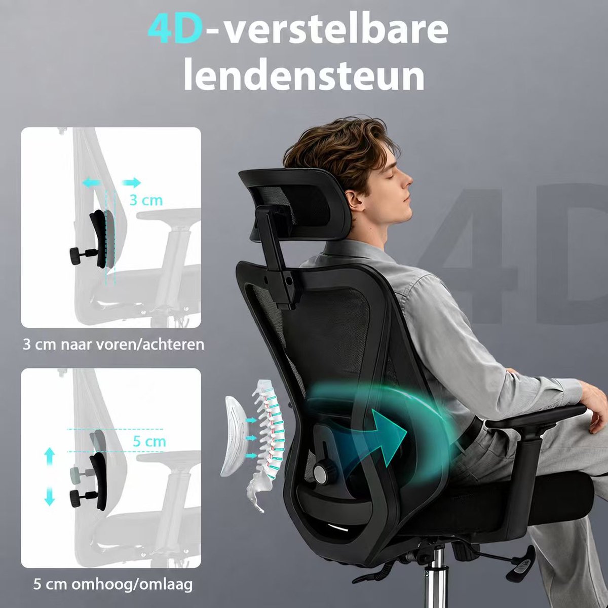 Durrafy - Ergonomische Bureaustoel - Bureaustoel - afbeelding 3