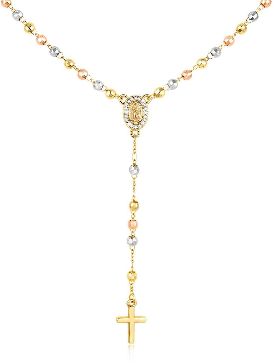 SolidKeus - Rozen Gouden Kruisketting voor Meisjes