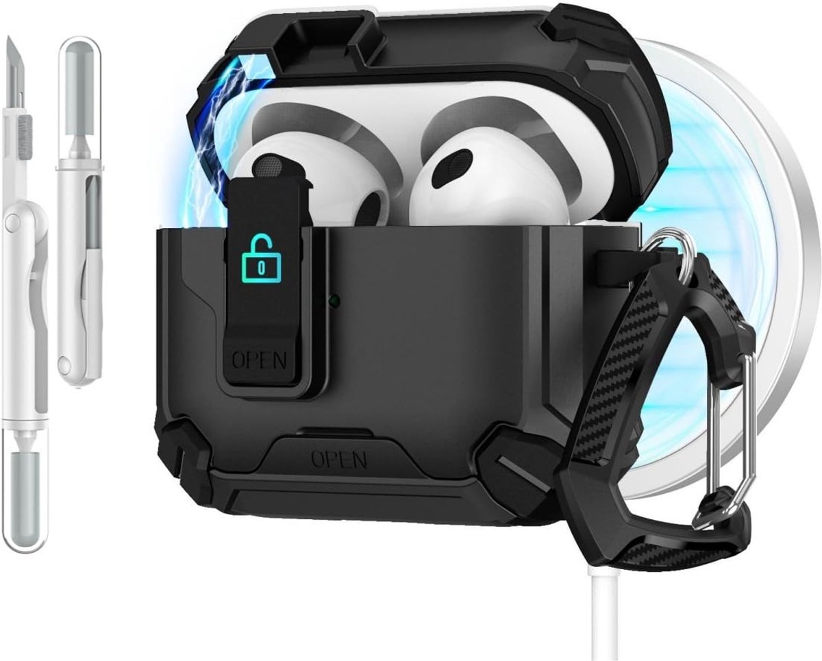 SolidKeus - Beschermende Case voor AirPods 4 met Sleutelhanger en Cleaner Kit