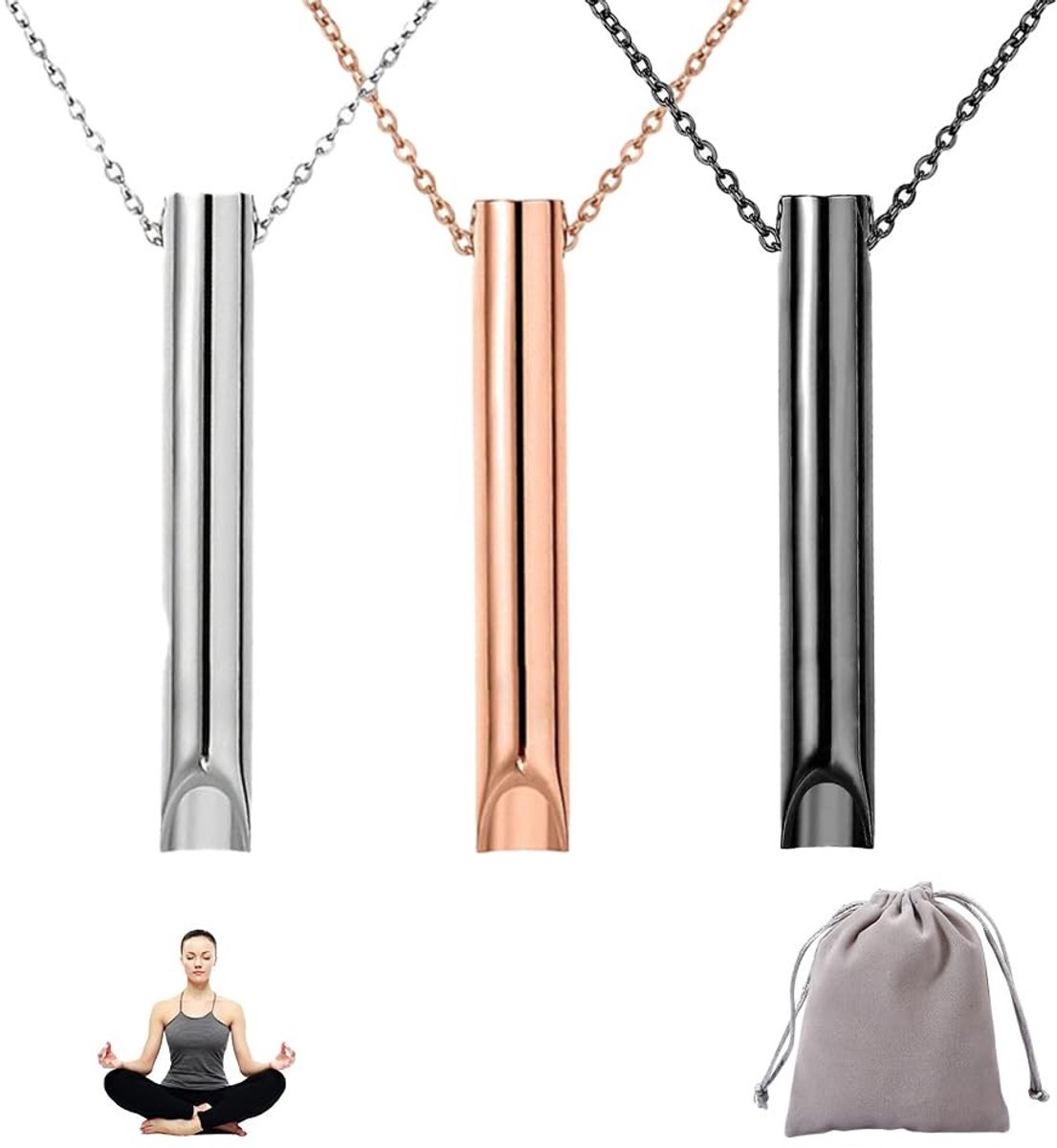 SolidKeus - Ademend RVS Halsband met 3 Kleuren