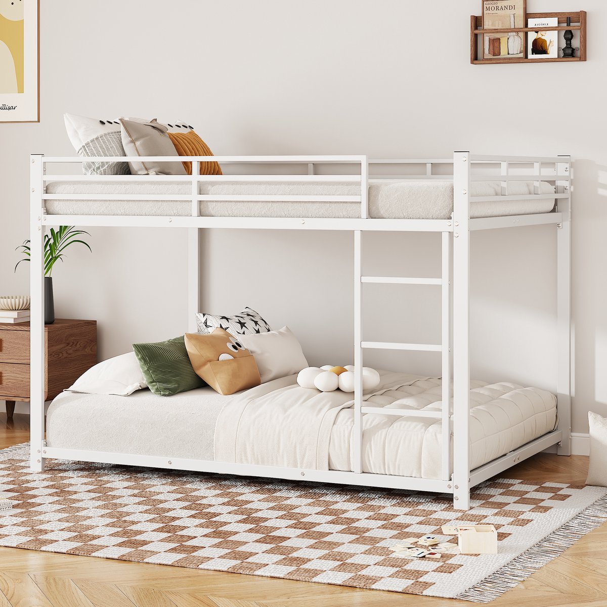 Kinderbed - voor matras 140 x 200 cm - wit - met lattenbodem - afmetingen 144,5 x 203 x 140 cm - matras niet inbegrepen - voor de slaapkamer