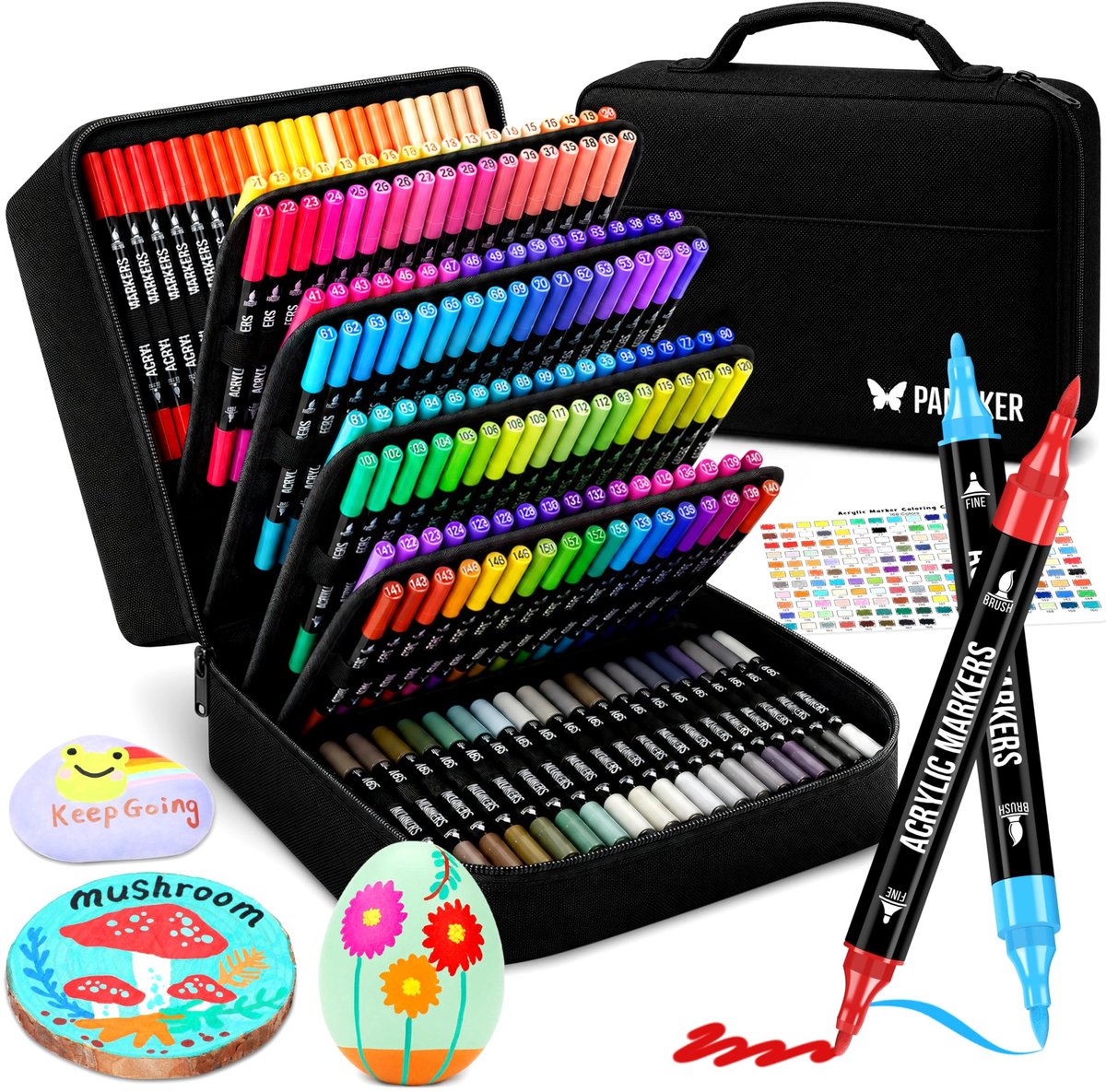 SolidKeus - Set van 168 Kleuren Acryl Markers met Dubbele Punt