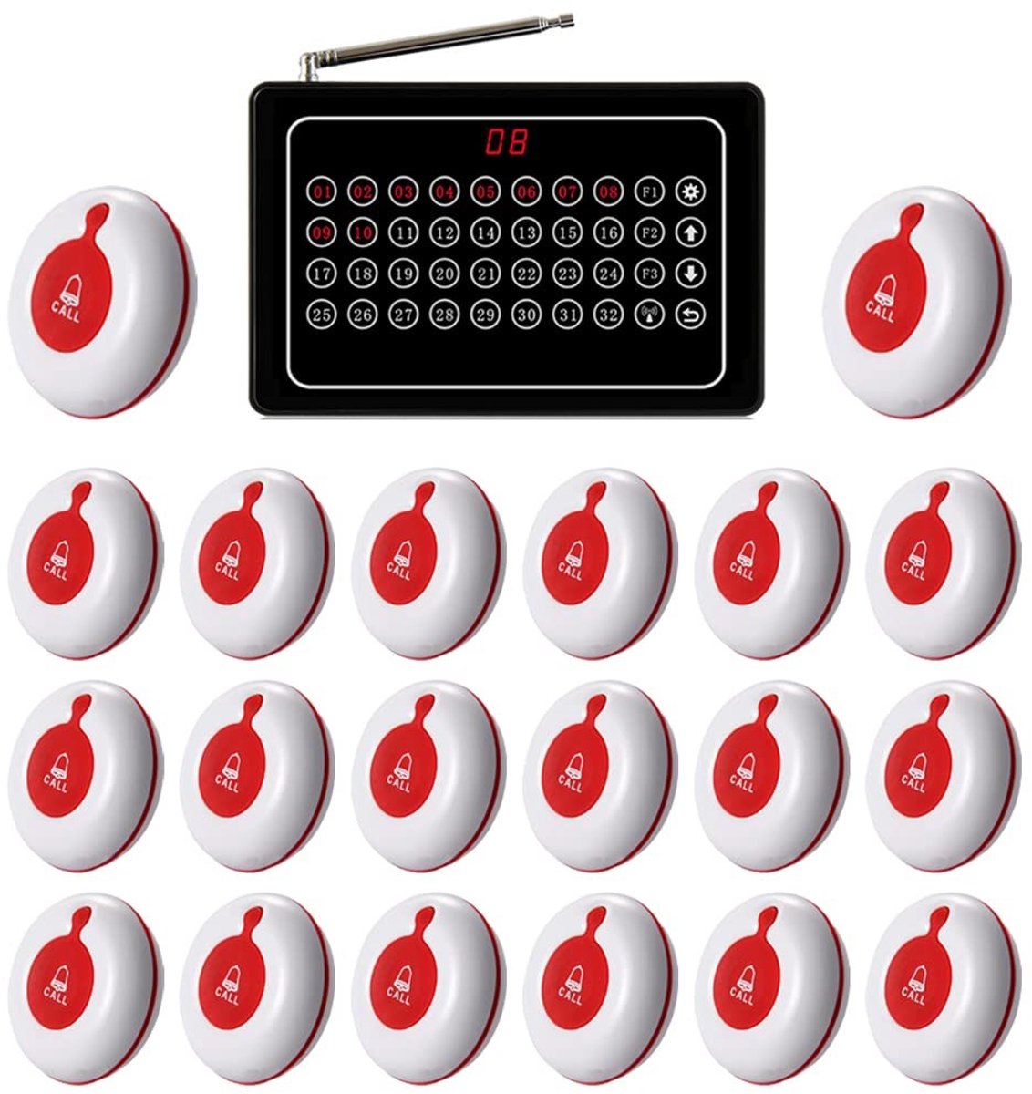 SolidKeus - Draadloos Oproepsysteem met 20 Oproepknoppen