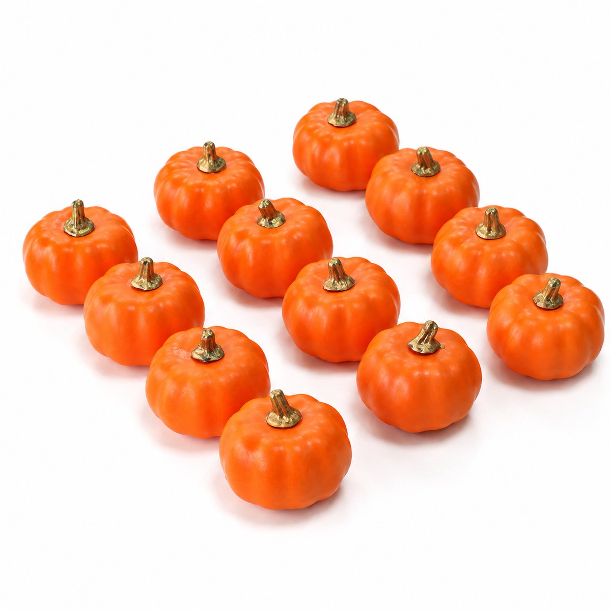 Pompoendecoraties - 12 Stuks Imitatiepompoenen - Kunstmatige Pompoen - Decoratie voor Thanksgiving en Herfst - Geschikt als Halloween en Kerstdecoratie - Oranje