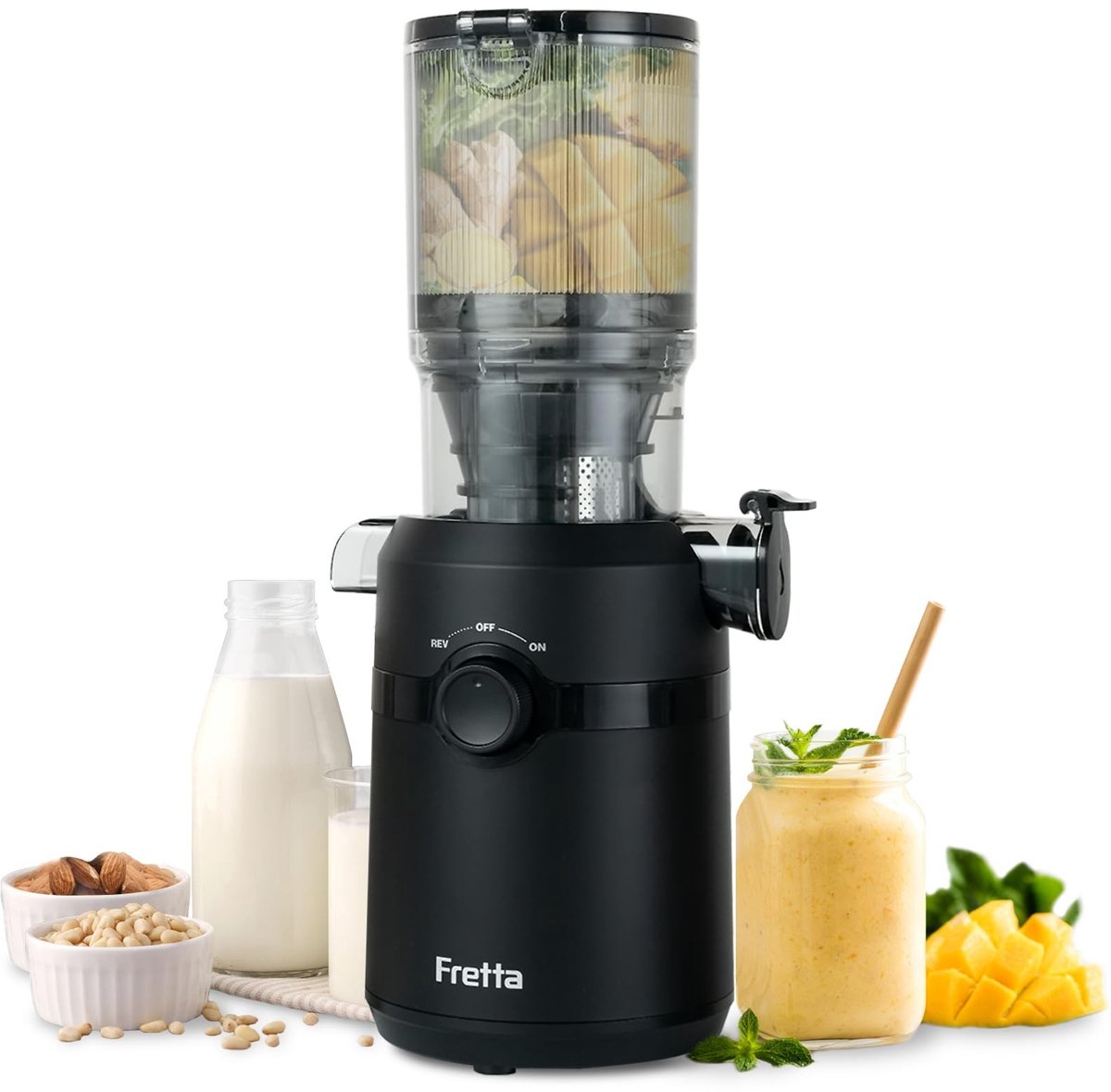 SolidKeus - Slow-Masticating Juicer met 1L Capaciteit en 108 mm Opening voor Volle Groenten en Fruit