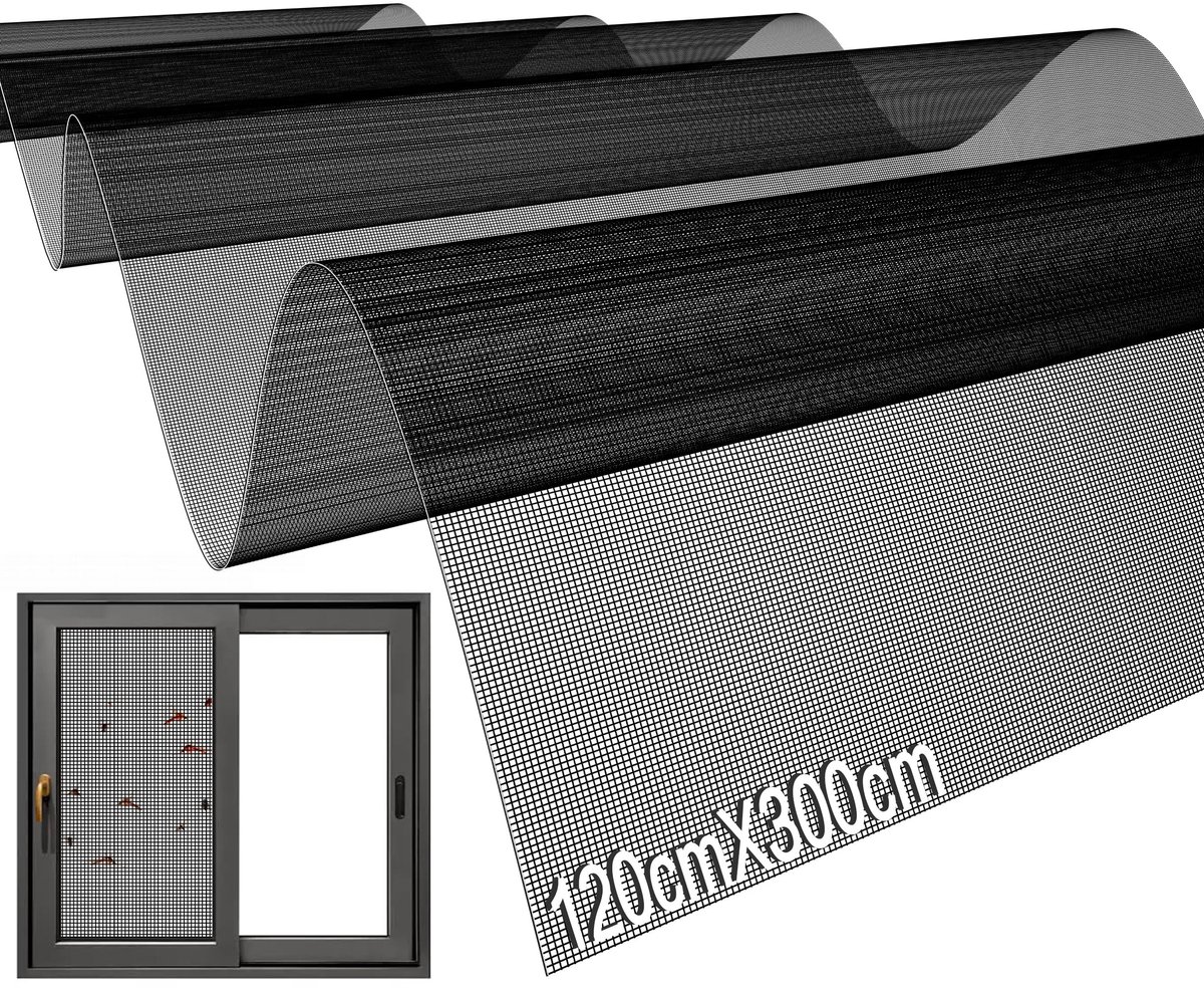 SolidKeus - Vliegenhor van Fiberglass 120 x 300 cm, Zwart