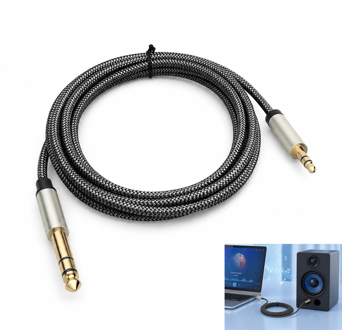 Omgoods - Audiokabel 3,5 mm naar 6,35 mm Stereo 1m