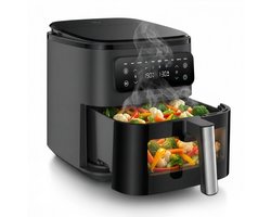 Seeger Airfryer met Stoomfunctie XXL - 7 Liter - SteamFry - Kijkvenster - 8 Programma's - PFAS-vrij - tot 8 Personen