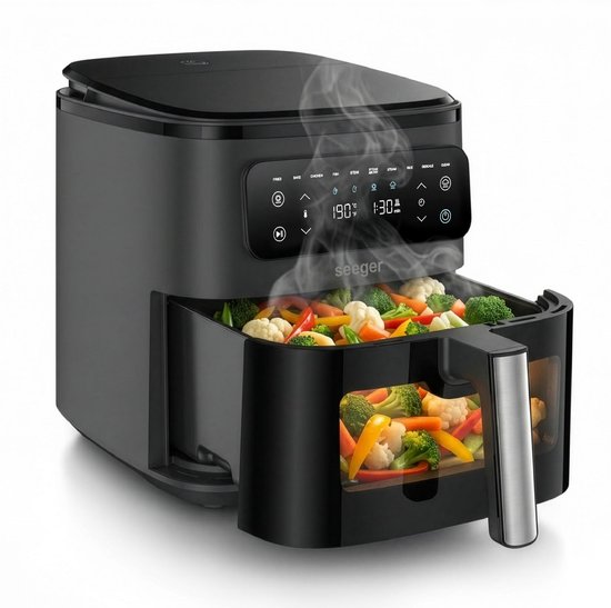 Elmarc SteamFry Airfryer met Stoomfunctie en Kijkvenster