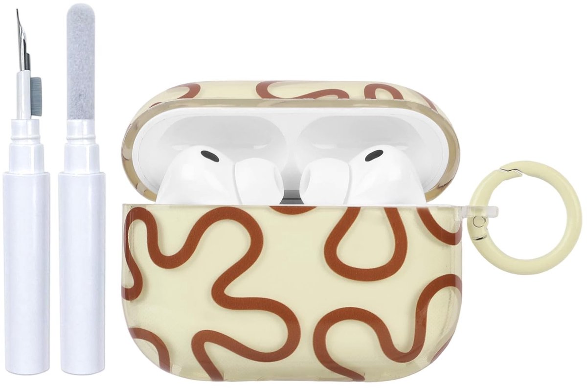 SolidKeus - Hoes voor AirPods 4 met Geometrisch Bloemenpatroon en Sleutelhanger