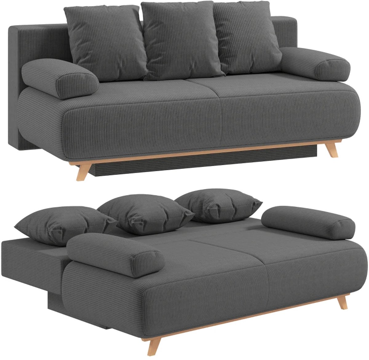 Slaapbank - Uitklapbaar - Slaapstoel - Logeerbed - Zetelbed - Slaapfauteuil - Vouwbed - 3 persoons - Zeer comfortabel - Grijs
