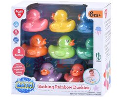 Play aux canards en caoutchouc arc-en-ciel, 8 pièces.