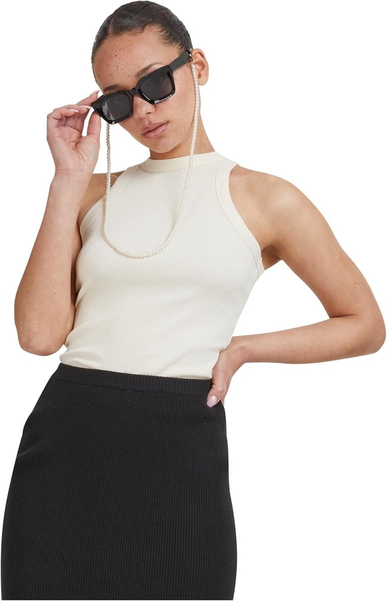 Classics Dames Top Dames Racer Back Rib Top Wit-Sand M, witzand., M