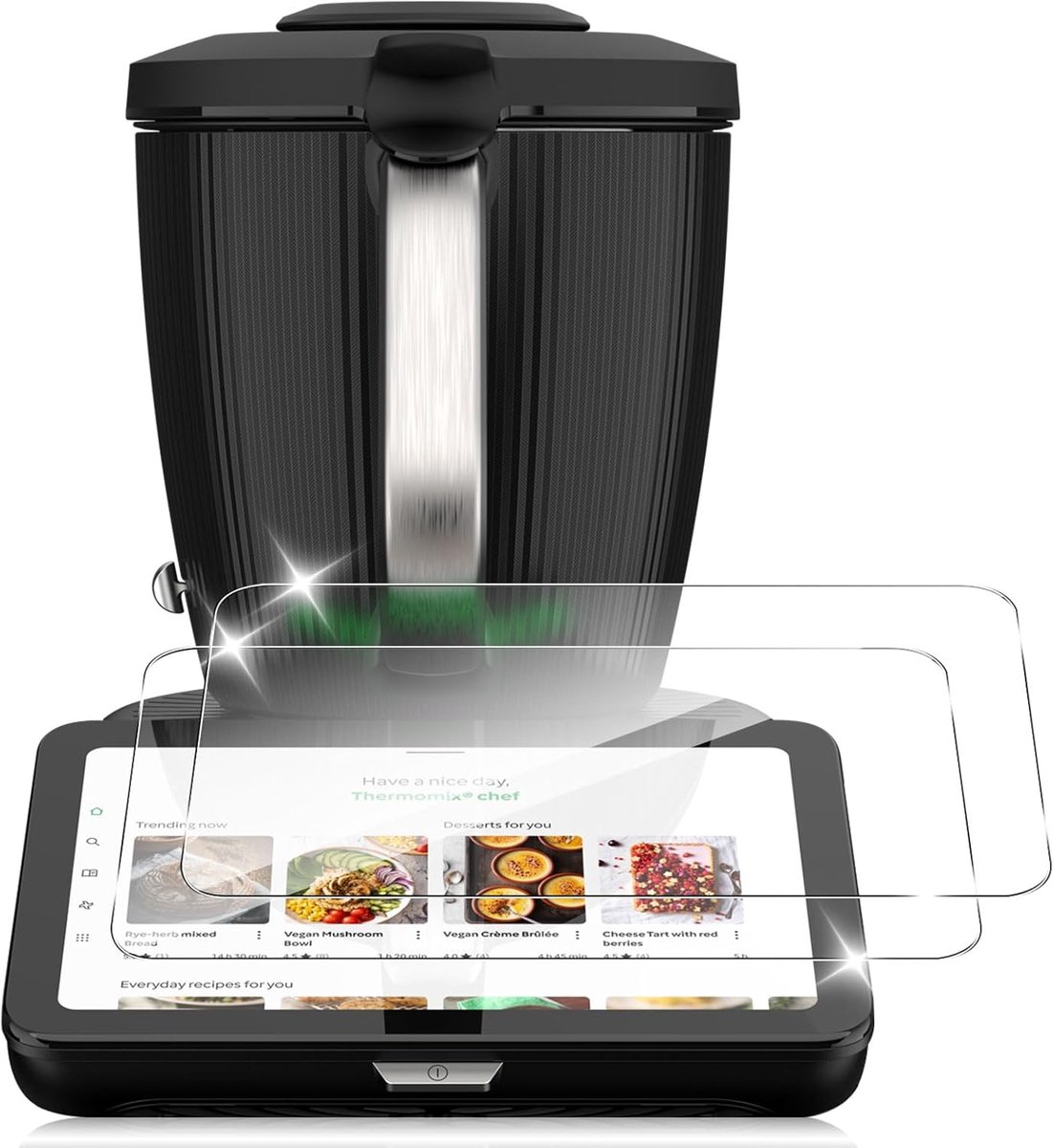 Beschermfolie voor Vorwerk Thermomix TM7 voor pantserglas, 2 stuks displaybescherming, 9H hardheid, veiligheidsglas, folie, HD, transparant, pantserbescherming glas, zonder luchtbellen