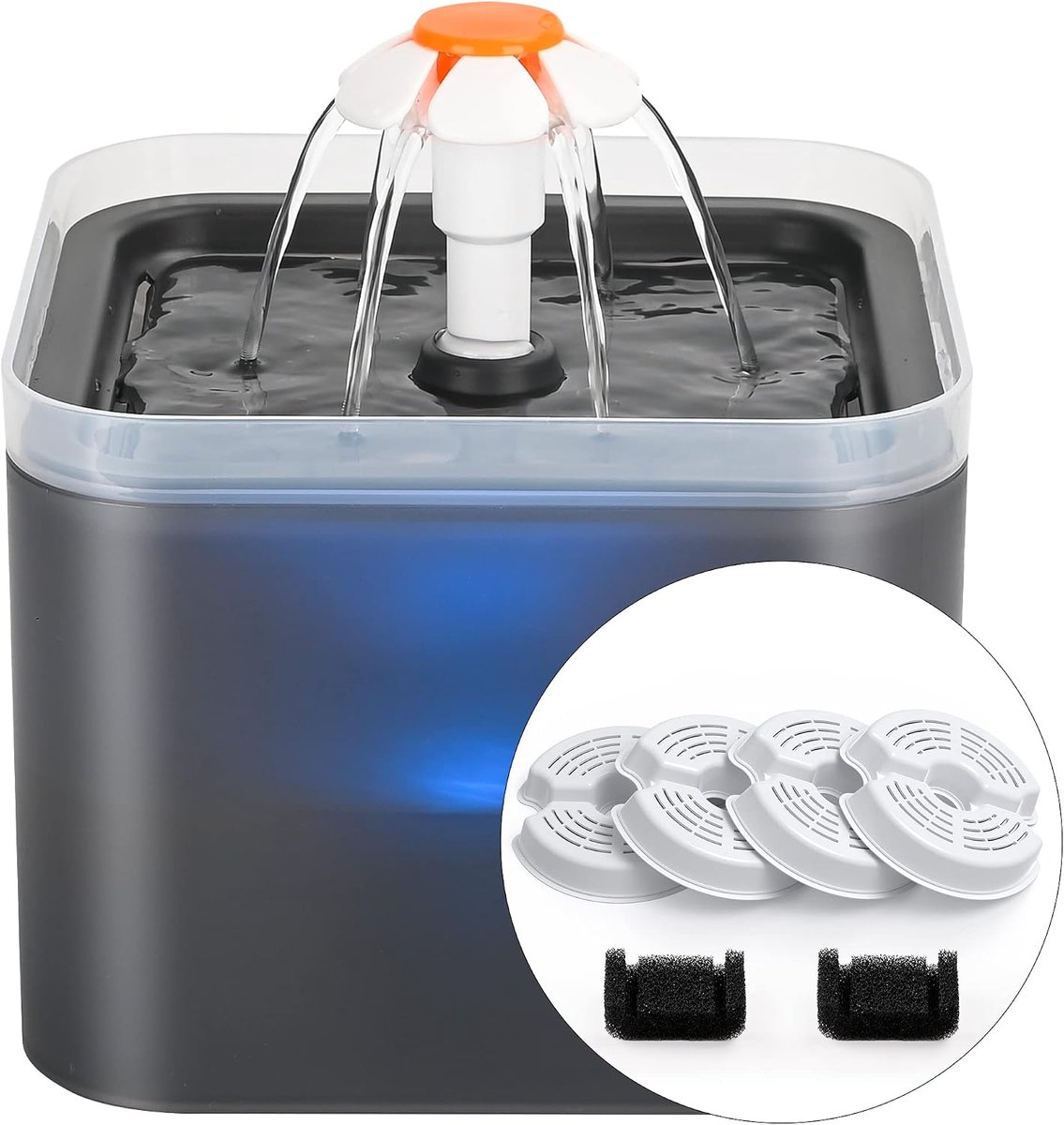 Cat Water Fontein met 6 Filters (grijs)
