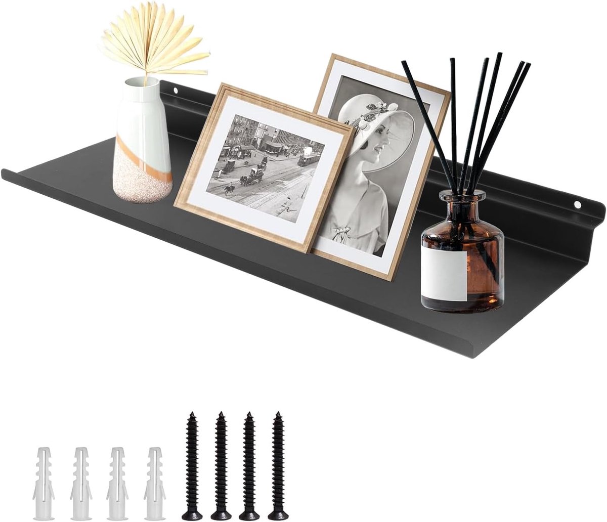 Panelen en accessoires, metalen wandplanken 15 x 40 cm, rek voor paneel en accessoires, voor woonkamer, keuken, slaapkamer, verschillende lay-outs | Wandrek, zwevend rek, zwart, zwevend boekenrek, fotolijst voor woonkamer, keuken, slaapkamer, kantoor