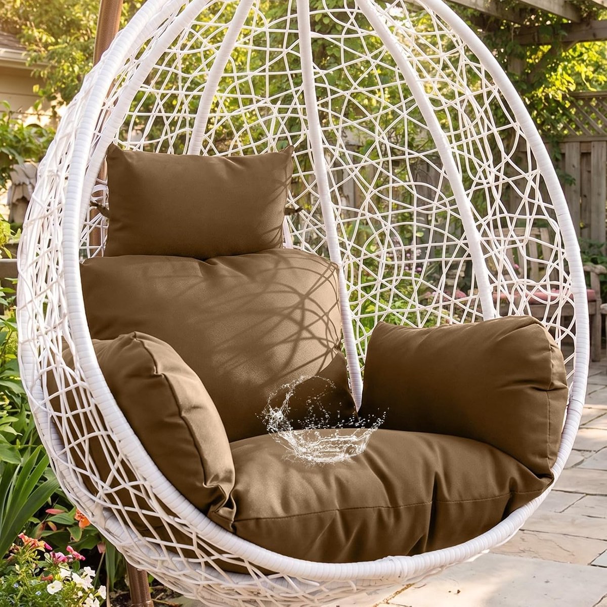 Hangstoelkussen, waterdicht kussen voor hangstoel, outdoor | Hangmandkussen, hangschommel, polyester zitkussen met hoofdsteun voor rotan hangschommel, hangmand, schommelmand