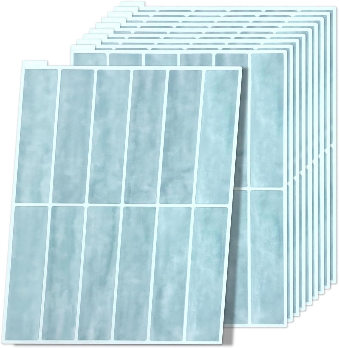 Tegelstickers, dikkere keukentegels, zelfklevend, 10 stuks, wandtegels, zelfklevend, plaktegels, keuken, afneembaar, voor badkamer, keuken, wanddecoratie, waterdicht (nevelblauw, 22,9 x 29 cm)