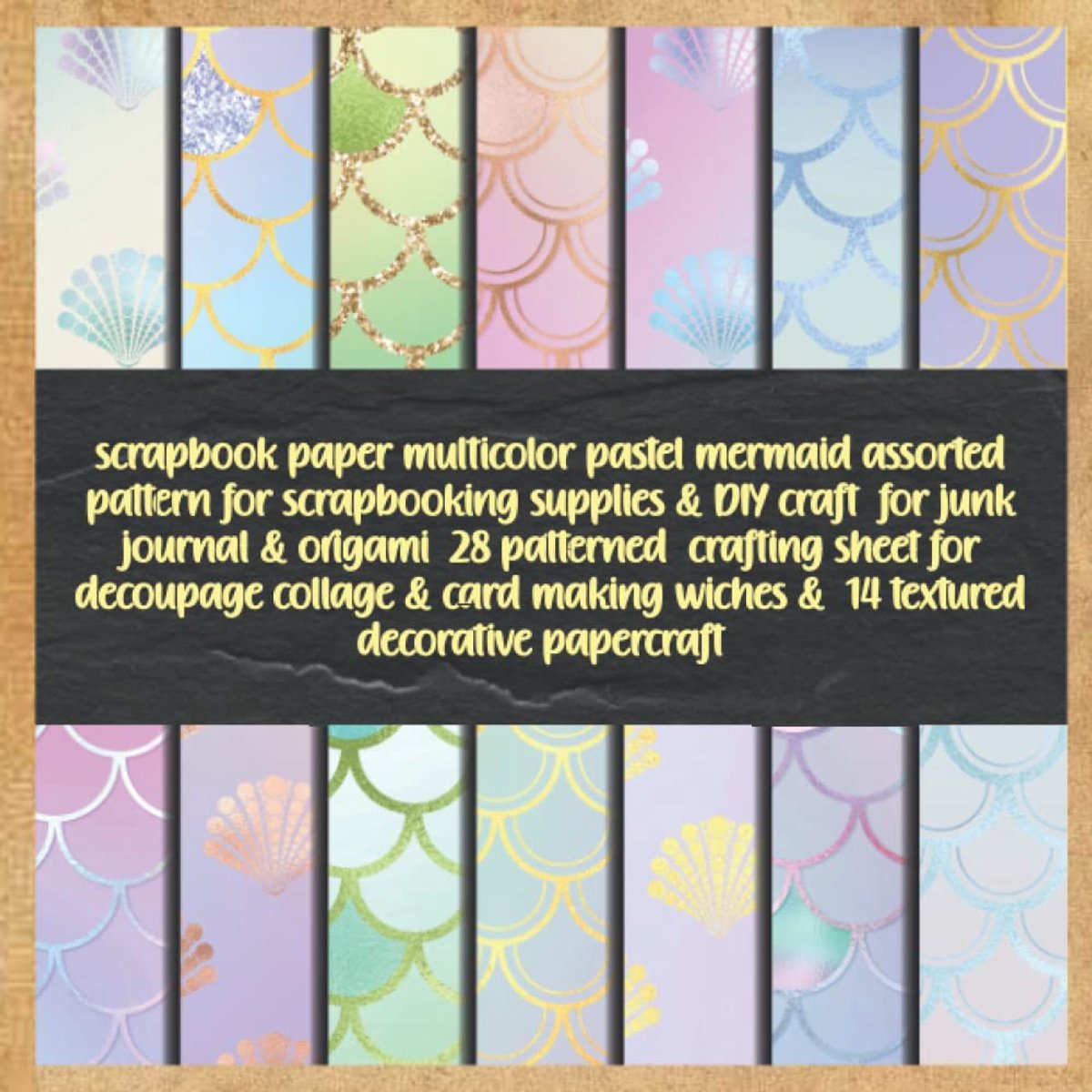 Scrapbook paper multicolor pastel mermaid assorted pattern for scrapbooking supplies & DIY craft for junk journal & origami 28 patterned crafting ... wiches & 14 textured decorative papercraft