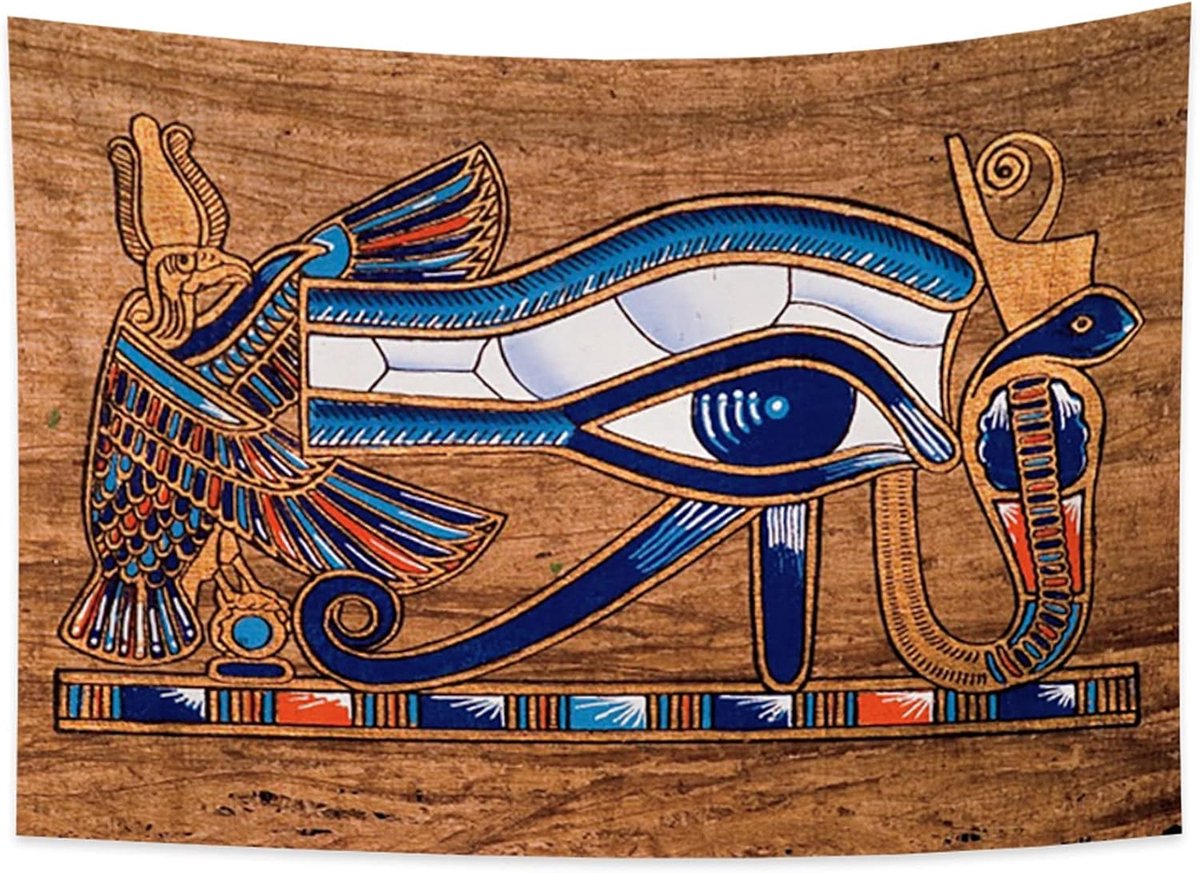 100x70cm Het oude Egypte Tapijtwerk Gekleurd Oog van Horus Adelaarshoofd Wedjat Oog Mysterieus Symbool Oude beschaving Muur opknoping Wandtapijten voor thuis Wall Decor Tafelkleed Deken