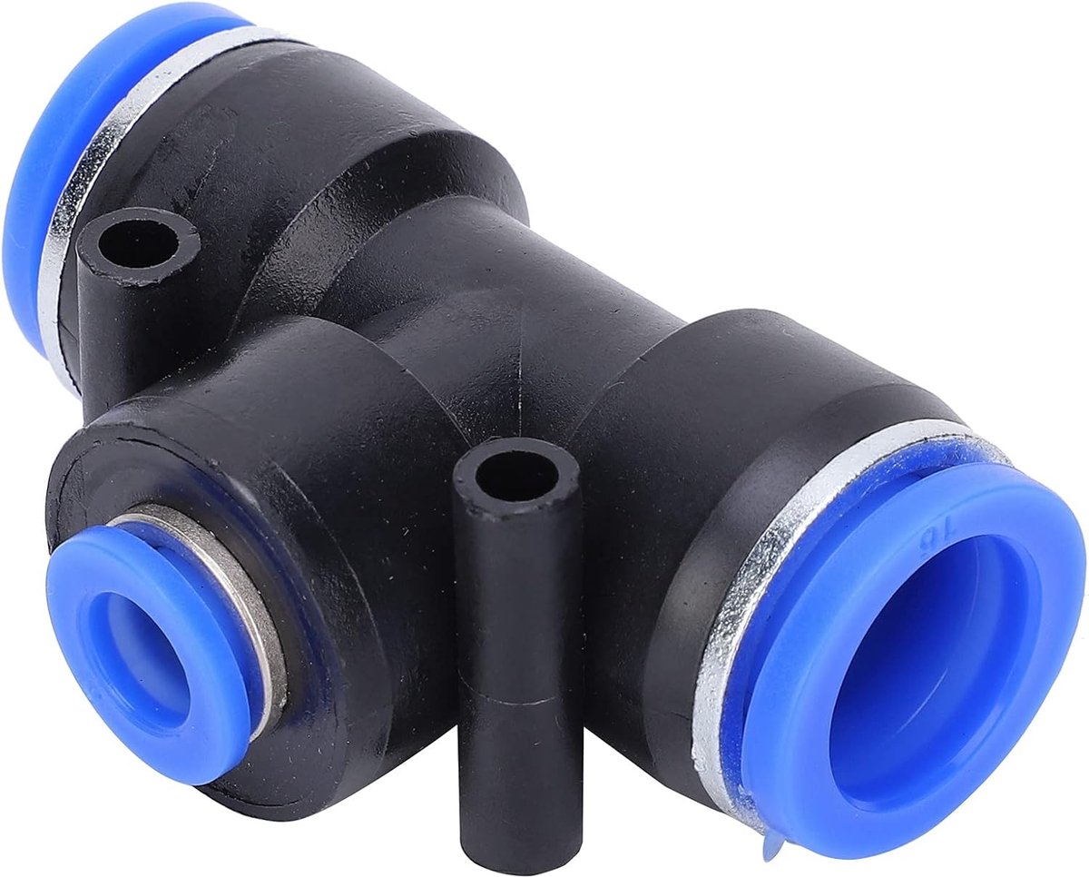 25 Stuks 16 X 8 X 16 Mm Pneumatische T-vormige 3-weg Buisverkleinerconnector, Quick Push To Connect Tee-fitting Luchtslang Aansluiten