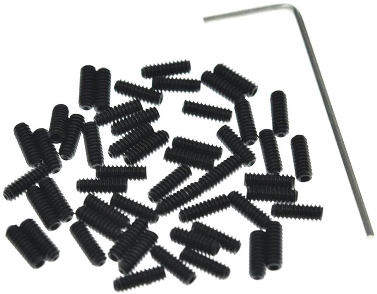 100-pack metrisch M3x8mm zwarte gitaar brug zadel hoogte aanpassing schroeven past spatbord Strat/Tele
