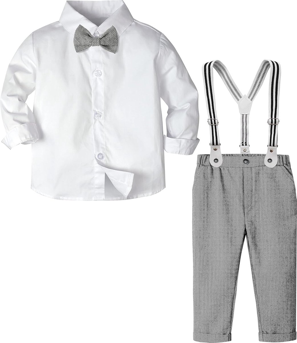 Mintgreen Baby Boy Outfits 4 stks Set Kids Kerst Gentleman Pak Bretels Shirt 1-6 Jaar