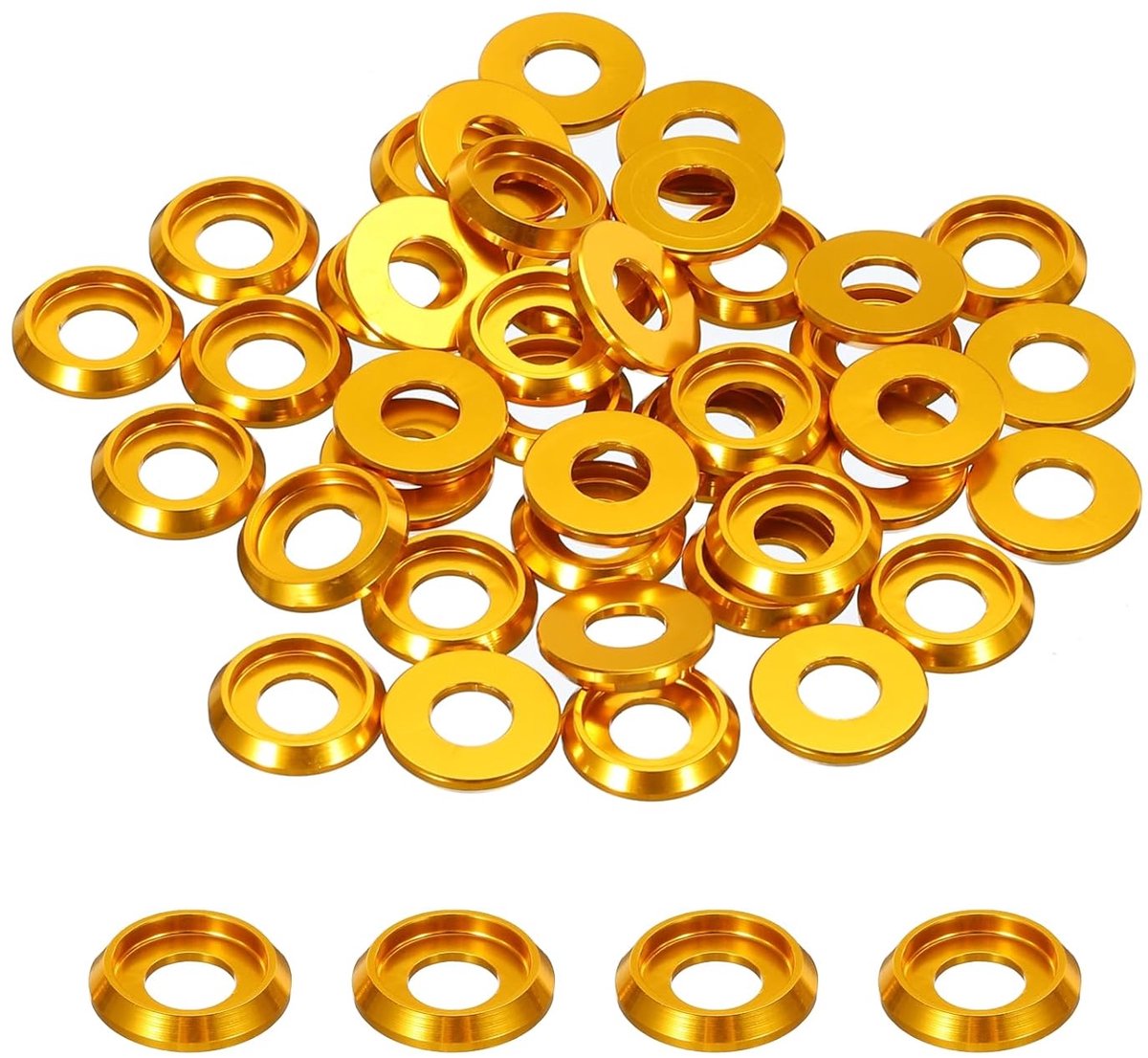 Conische sluitringen M6, gatdiameter 6 mm, aluminium afdichtingen, sluitringkop, Rc/Fpv/PC/drone/mechanische accessoires, modelonderdelen, Pz40 (goud)