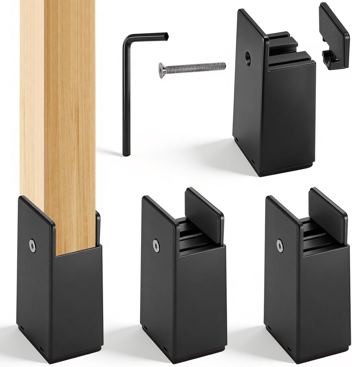 Bedverhogers, meubelverhogers 10-37 mm breedte verstelbaar, zwaar belastbare tafelpootverlenging, 500 kg capaciteit, antislip stabiele meubelbeenextender voor bed, bank, bureau, tafel, plank