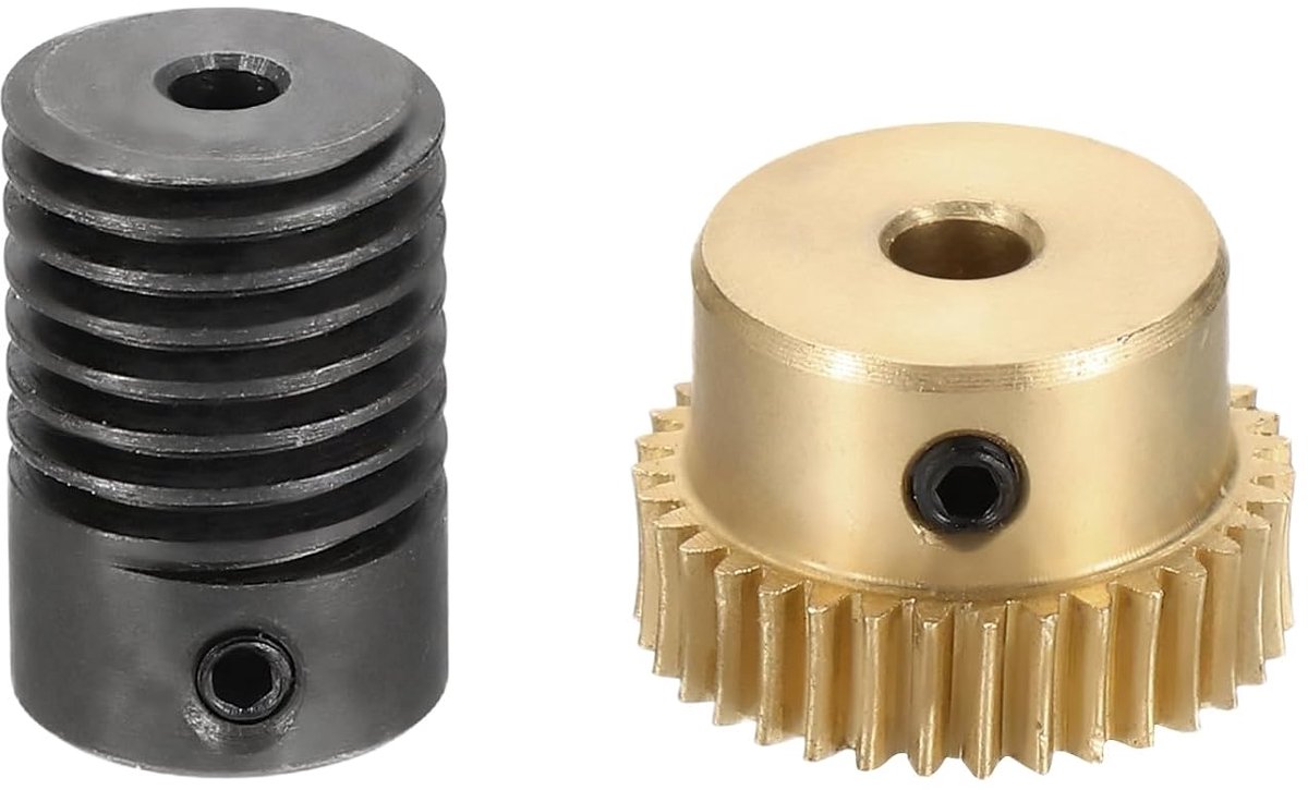 Worm Gear Set 35T 0.5 Module 1:35 Overbrengingsverhouding Rechtsloop Aandrijfwiel Transmissie-deel (messing wiel 4mm boring 1045 stalen stang 3mm boring)